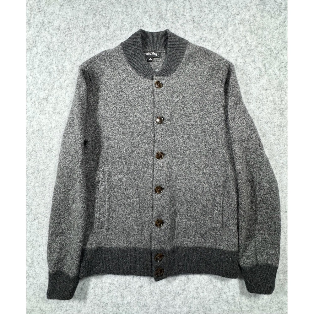 J.CREW Mercantile Sweater Mens Medium Gray 100% Lambswool Bomber